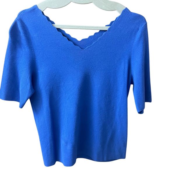 Talbots Tops - Talbot's Size Large Blouse Periwinkle Blue with Scalloped Neckline